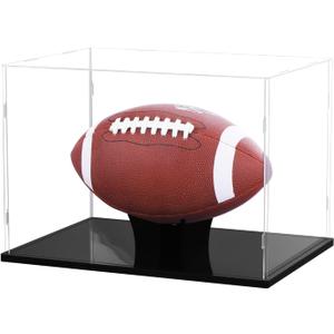 Football Display Case Full Size, Acrylic Clear Box with Stand, UV Protected Memorabilia Holder, for Autographed Football Fans & Collectors, Sports Collectibles