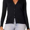 Amazon Essentials Women's Lightweight V-Neck Cardigan Sweater (Medium, Black)