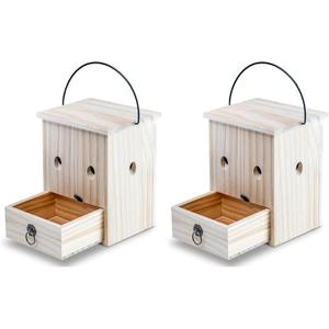 Carpenter Bee Traps for Outside 2PACK Durable, Weather-Resistant, Eco-Friendly Wooden Wasp Trap for Outdoor Use