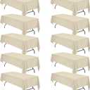 BRILLMAX 10 Pack Beige Tablecloths 60 x 126 Inch for 8ft Rectangle Tables - 150 GSM Polyester Fabric, 15" Standard Drop, Water, Stain & Wrinkle Resistant Cloth Cover for Wedding Dining Buffet