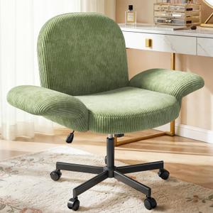 HUANUO Criss Cross Office Chair with Adjustable Armrests, Light Green, Small