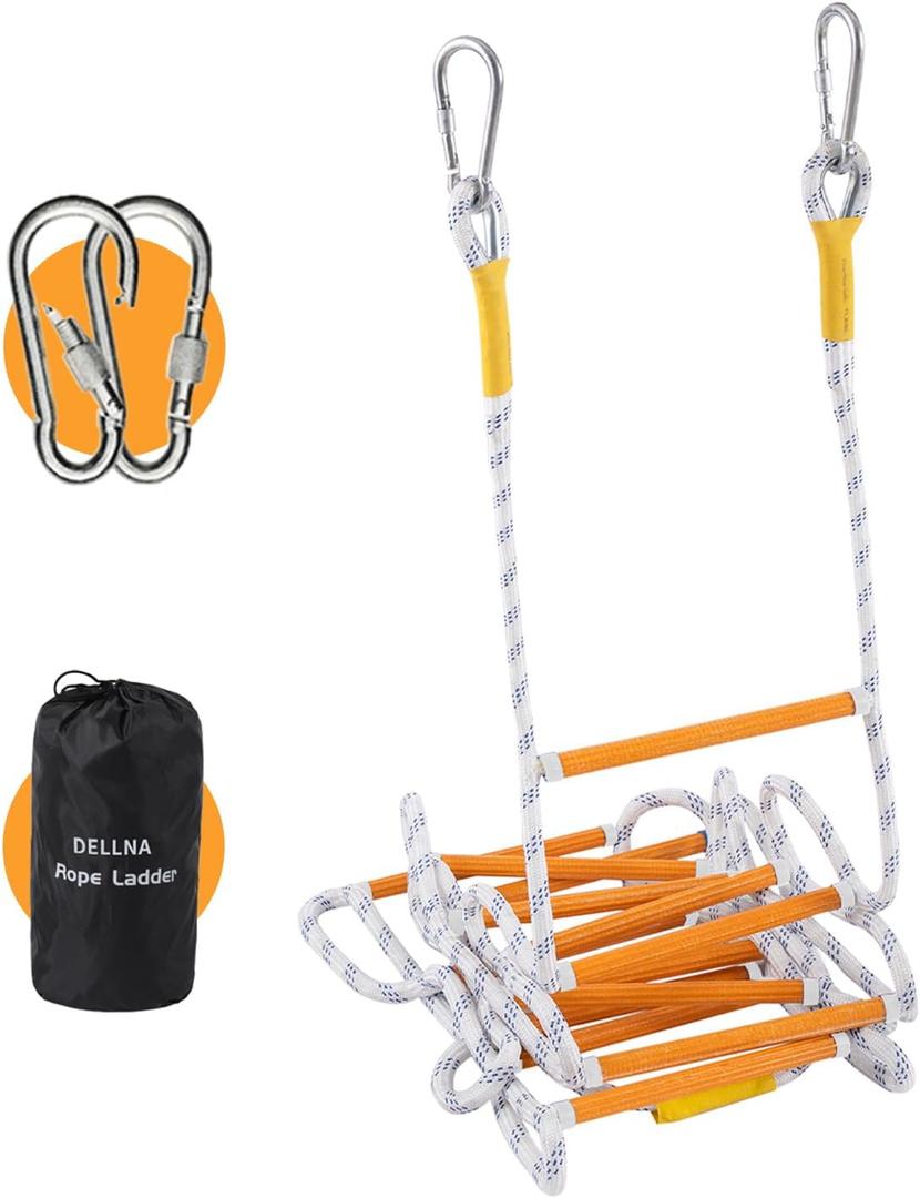 Rope Ladder, Fire Escape Ladder 2 Story Window, Flame Resistant Safety Extension Fire Ladders with 2 Hooks (5M, 16FT)