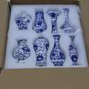 Dandat 8 Pcs Mini Chinoiserie Bud Vases Ceramic Blue and White Floral Chinese Porcelain Vase Set for Shelf Table Centerpieces Home Decor(Rustic)