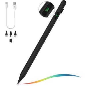 MoKo Stylus Pen for Touch Screen, Active Universal Stylus Pen Compatible with iPad/iPhone/Samsung/Tablet Devices and Other iOS/Android Smartphone, Tablet Pen with Power Display, Black