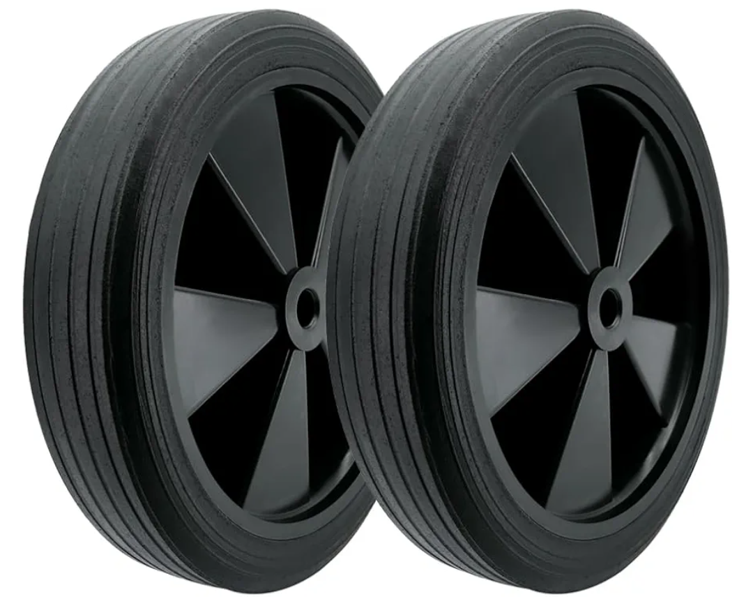 2-Pack 10x1.75 Solid Rubber Wheel Assembly，1-3/4”Centered Hub with 5/8”Axle Bore Hole,10 Inch Ribbed Tread Wheel for hand trucks Utility Carts