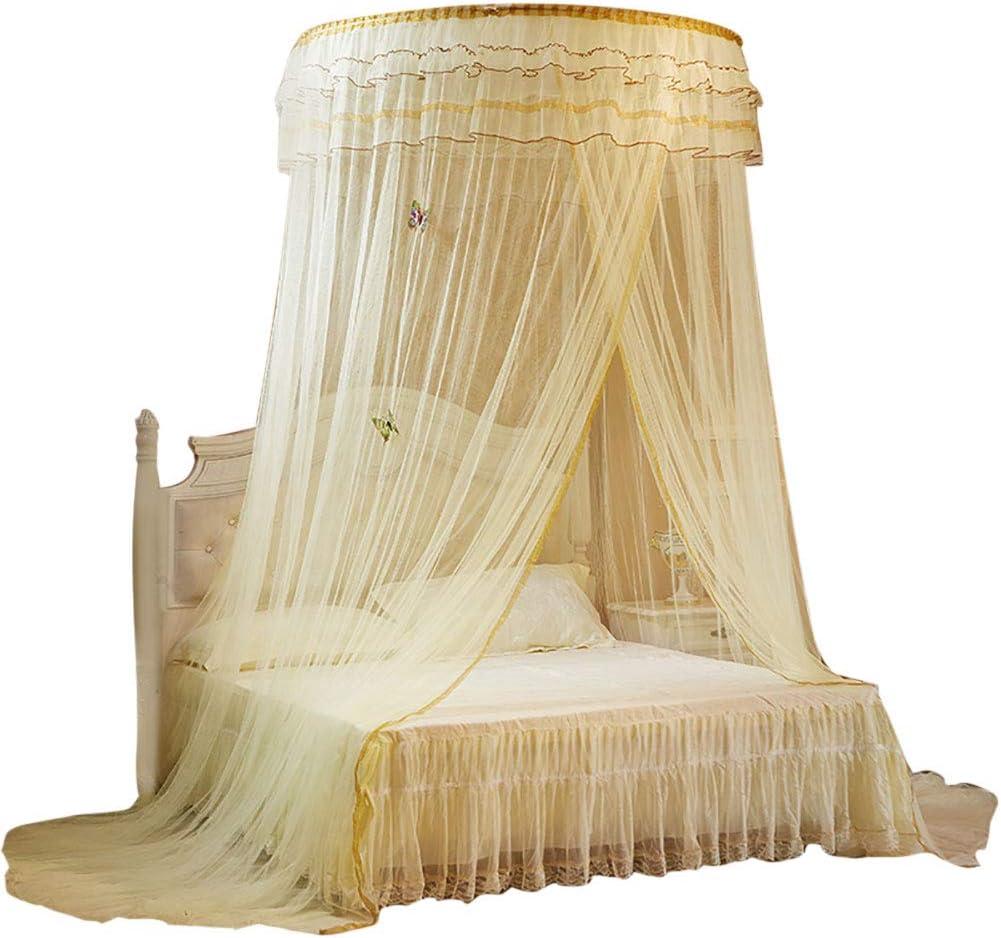 TOPINCN Bed Canopy, Canopy Bedding, 360 Degree Dome Net Bed Canopy with Lace Curtains for Kids Play Tent, Single to King Size