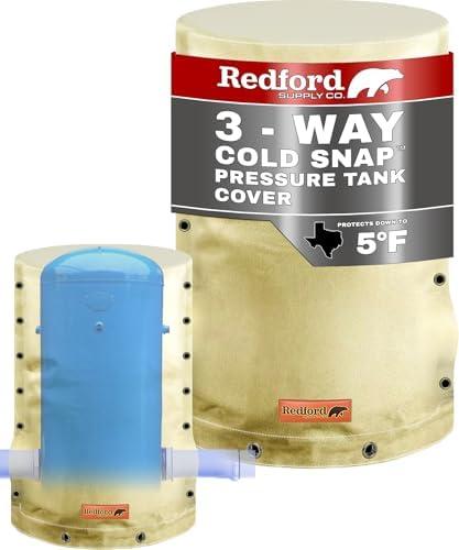 Redford Supply Co. Cold Snap (5°F) Round Pressure Tank Cover Insulation, 3-Way Round, 28"Diameter x 54"H, Water Well Tank Covers Insulated, Well Pump Cover Insulated Freeze Proof, for Winter (Beige)