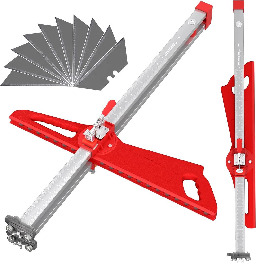 Foldable Drywall Cutting Tool,Can be cuts 1/4",3/8",1/2" & 5/8" Board,10 Utility Knife Blades & 19 Wheels | Dual Positioning System Gypsum Board Drywall Cutter for Home Renovation & Drywall Projects