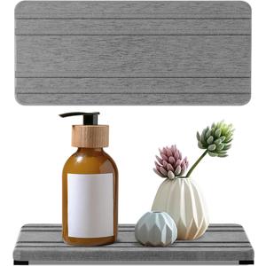 2PCS Water Absorbing Stone Tray, Quick Drying Diatomite Stone Sink Tray, Water Absorbent Diatomite Coasters for Kitchen Sink, Bathroom Counter Hand Soap Dish Toothbrush Holders