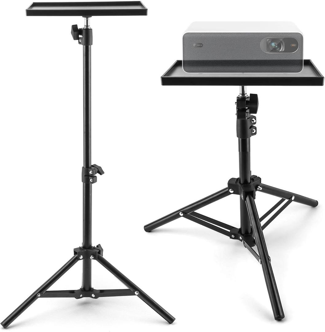 Projector Stand Tripod, 21'' to 47'' Height Adjustable Portable Laptop Tripod Stand, Multifunctional DJ Rack Stand Holder for Outdoor Office Home Stage Studio Holder(COLOR:Black)