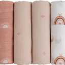 GLLQUEN BABY Receiving Blanket Boy Cotton Muslin Swaddle Blankets Girl Newborn Squares Breathable & Soft Thin Baby Blankets Cloths Double Absorbent Infant Swaddling Wrap - 6 Pack (Sun)