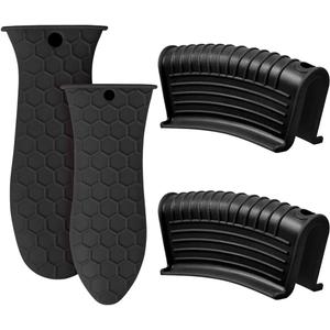 EVAHOM Silicone Hot Handle Holder, Heat Resistant Potholder Cookware Handle Cast Iron Skillets Handles Grip Covers for Cast Iron Skillet (Black)