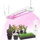 Hlite 16inch Adjustable Full Spectrum Plant Growing Lamps- Linkable Grow Lights for Indoor Plants Plug and Hanging Design with On/Off Switch Timer Hanging Grow Light from Seedling to Flowering，White