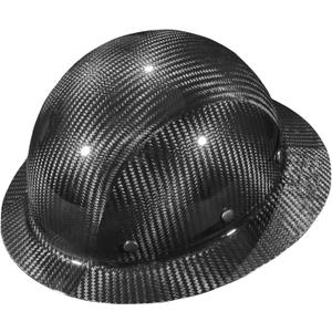 AFP Fiber Full Brim Hard Hat | 6 Point Ratchet Suspension | OSHA & ANSI Rated (Gloss Black)