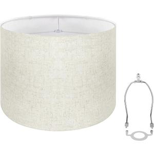 Lampshades, Beige Drum Lampshade 13''Top X 13'' Bottom X 10'' High, Lamp Shade for Table Lamps, Drum Lampshade for Floor Lamps (Spider Fitter) Easy Assembly Replacement Lampshades