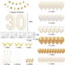 30th Birthday Decorations for Her - 66pcs Birthday Party Balloons Decorations Kit with Happy Birthday Banner for Women with Number 30 Foil Balloon, White Gold Balloons & Butterfly Decals