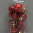 Emopeak 24Pcs Mini Christmas Balls Ornaments for Xmas Tree - 1.2 Inch Small Shatterproof Christmas Tree Decorations Hanging Ball for Holiday Wedding Party Decoration Red