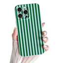 Skyseaco for iPhone 15 Pro Max Case Cute Aesthetic Striped Phone Case for Women Girl Trendy Soft TPU Slim Shockproof Full Camera Protection Cover, Green