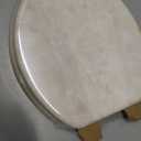 Round Toilet Seat Natural Wood Toilet Seat with Zinc Alloy Hinges, Easy to Install also Easy to Clean, Anti-pinch Marble Toilet Seat by Angol Shiold (Round, Beige Pink)
