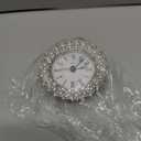 NIKKY HOME Small Table Clock with Faux Pearls Battery Operated for Living Room Decor Desk Shelf 3'', White