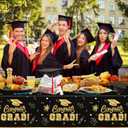 3 x 2 Pack Graduation Tablecloth - Congrats Grad Table Cloths, Plastic Disposable Rectangle Black Gold Class of 2026 Table Cover for Graduation Tables Decorations Party Decor Supplies Favors,108 x 54 Inch