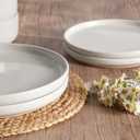 HaWare Stoneware Dinnerware Sets, 18-Piece Plates and Bowls Set for 6, Dishes Set for Home Restaurant, Speckled Milky White