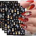 2 x 8 Sheets Glitter Christmas Nail Art Stickers Decals Self-Adhesive Holiday Gold Snowman Snowflake Winter Nail Supplies Nail Art Design Decoration Accessories