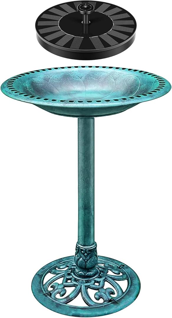 VIVOSUN 28 Solar Bird Bath, Solar Powered Pond Fountain Combo Set for Outdoors, Gardens, Patio, Yard, Deck, Green (Green with Pump)