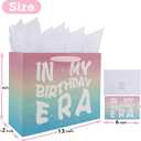 12 x wishinside 13 Large Rainbow Happy Birthday Gift Bag Set with Handles, Greeting Card, Tissue Papers and Stickers for Girls Women Kids Teens, In My Birthday Era Design, 1 Pcs