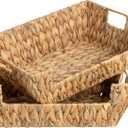 StorageWorks Water Hyacinth Baskets for Organizing with Built-in Handles, Stackable Wicker Pantry Baskets for Shelf, Pantry Organizers and Storage for Shelves