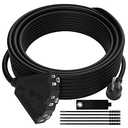 14/3 Gauge Heavy Duty Outdoor Extension Cord 20 FT, 90 Degree Angled 3 Prong Plug, 14 Gauge Power Cable with 3 Outlets, 14AWG, 15A, 125V, 1875W, ETL Listed, Black Wire, with Free Carrying Strap+Ties