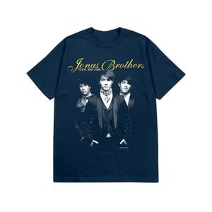 JONAS BROTHERS Official Merch 2007-2008 Vintage Photo T-Shirt, Navy, Medium