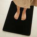 TYUU Black Bathroom Runner Rugs, Ultra Soft Long Bath Mat Machine Washable Super Absorbent Quick Dry Bathroom Runner Rug 16 x 60 Non Slip, Black 16" x 60"