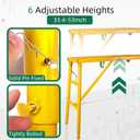 Folding Scaffolding Platform, 71(L) x15.7(W) x51(H)''770 Lbs, Adjustable Steel Industrial Step Ladders, Portable Heavy Duty Work Platform for Construction Sites and Renovations