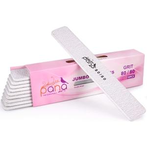 PANA Jumbo Double-Sided Emery Nail File for Manicure, Pedicure, Natural, and Acrylic Nails - Zebra (Grit 80/80) - 50 Piece Pack