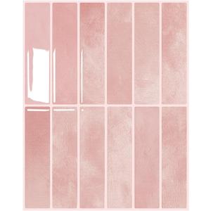 Peel and Stick Backsplash 3D Wall Tiles, Self-Adhesive, Oil Proof, Waterproof, Removable Wall Panels for Kitchen & Bathroom, Modern Design, Easy Install (10.7ft12x9 inch,14 Pack) (Pink)