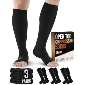Doctor's Select 3 Pairs Copper Toeless Compression Socks Women & Men - 20-30 mmHg Open Toe Compression Socks Women, Knee High Black, White, Nude Compression Sock