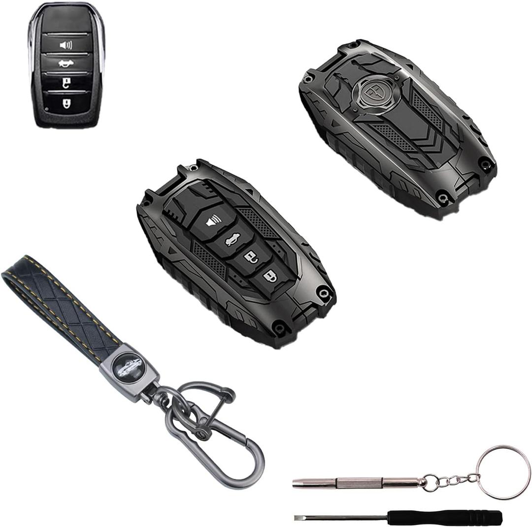 Heavy Zinc Alloy Key Fob Cover, Metal Key Case Protector | Compatible With Toyota Tundra 2022-2025, Fits For Highlander Corolla Cross Venza Sequoia Land Cruiser Prius Sienna Etc