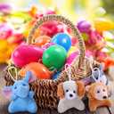 24 Pcs Filled Easter Eggs with Plush Animal Toys,Plastic Easter Eggs with Toys Basket Stuffers Fillers, Classroom Prize Supplies