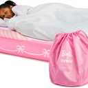 FUNBOY Barbie Kids Twin Size Sleepover Travel Bed Inflatable Air Mattress, Portable Floor Blow Up Bed with Carrying Storage Bag, Perfect for Camping & Home Use