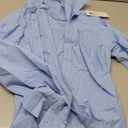 Mens Casual Long Sleeve Cotton Linen Shirts Button Down Solid Plain Roll-Up Sleeve Summer Beach Shirts (Large, Blue)