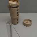 MUKOKO 64oz Glass Water Bottles with Straw and Lid,Half Gallon Water Bottle with Time Marker,Large Glass Water Jug with Silicone Sleeve and Stainless Steel Handle-Amber