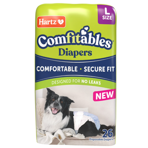 Hartz Comfitables Disposable Dog Diapers, Size Large 26 Count, Comfortable & Secure Fit, Easy to Put On, Super Absorbent Male and Female Diaper