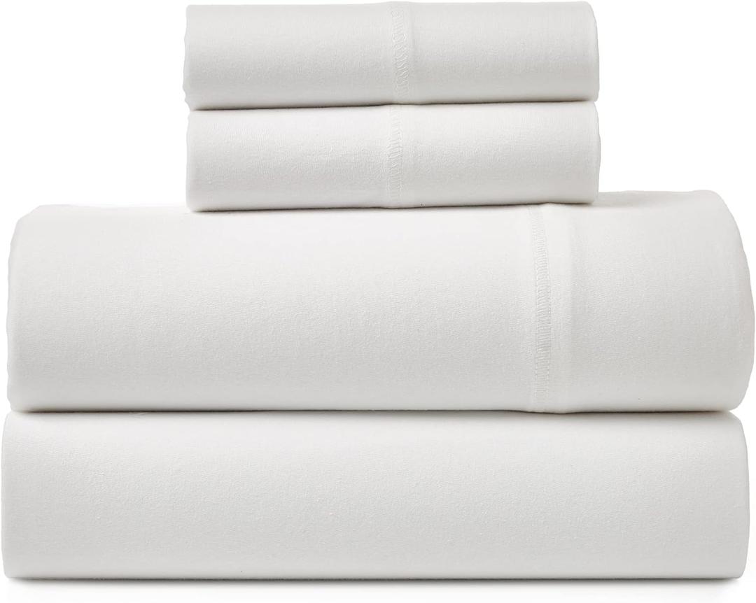 BED INC Road Trip America Jersey Sheets King Size Set - Cotton (4 Pieces) All Seasonal Deep Pockets Soft Cozy Knit Stretchy King Sheets - Hotel and Residential Quality (White, King)