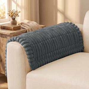 decorUhome Fuzzy Pet Couch Cover for Dogs, Non-Slip Sofa Covers for Sofa Couch Arm, Soft Thick Furniture Couch Protector, Washable Sofa Slipcovers, Dark Grey, 27.6" x 27.6"