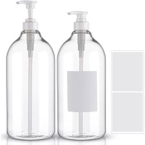 Laundry Detergent Dispenser Soap Dispenser Set of 2-68oz PET Plastic Bottles, Laundry Soap Container, Laundry Room Organizer for Detergent, Softener & DIY Storage