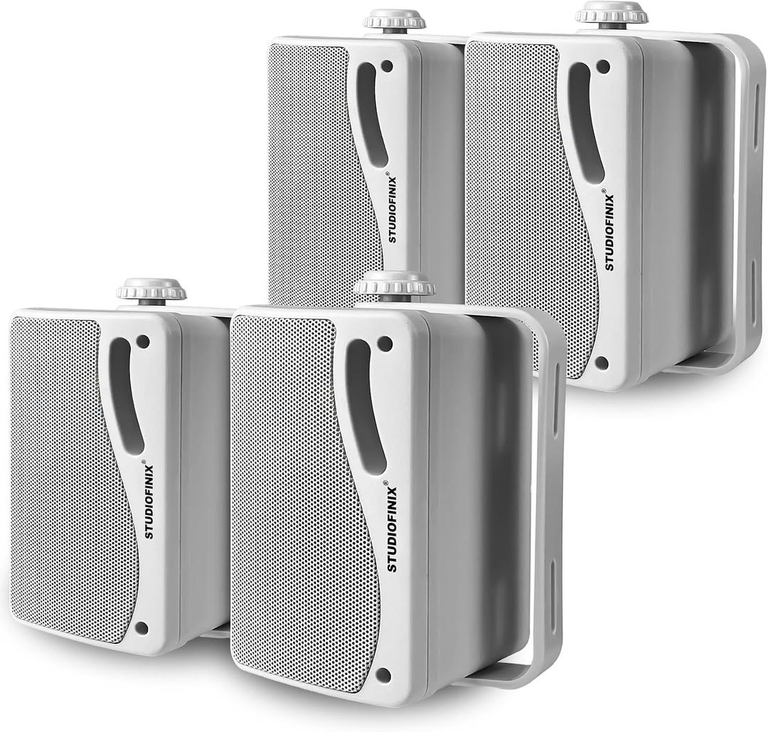 STUDIOFINIX 3.5'' Passive Outdoor Speakers Wired Waterproof,400W Premium Mountable Wall Mount Speakers with Superior Sound,All-Weather Durability,for Patio Marine Boat Garage Indoor(White 2 Pairs)