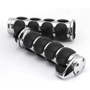 INNOGLOW Motorcycle Hand Grips 1" Universal Non-Slip Handgrips Handlebar Grips with Throttle Assist Chrome Black Aluminum Rubber for Harley Kawasiki Suzuki Cruisers