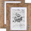 2 x Califortree Rustic Brown 5x7 Picture Frame - Display Photos 4x6 with Mat or 5x7 Without Mat - HD Glass Inside, Wall and Tabletop - Set of 2