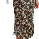 HERBATOMIA Women’s Floral Print Midi Skirt Casual High Elastic Waist Zipper Vintage Long Boho Skirts for Women Small